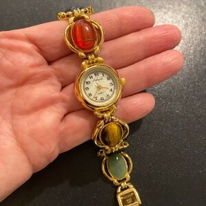 Vtg Lafayette scarab gemstone ladies wrist watch